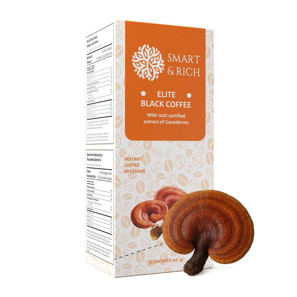 Black Coffee with Ganoderma Extract. Smooth Vietnamese Arabica blended with the legendary Ganoderma mushroom. A rich, balanced taste with notes of cocoa, chocolate, and caramel - plus natural antioxidants to energize your day.