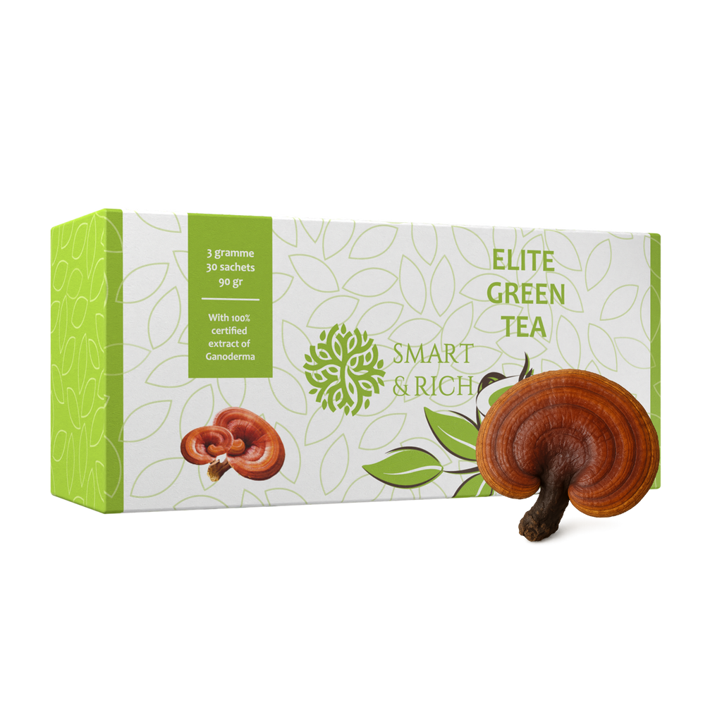 Green Tea with Ganoderma Extract Fresh Longjing (Dragon Well) green tea hand-picked in China, blended with certified Ganoderma extract. A delicate floral taste with natural antioxidants to refresh your body and mind.